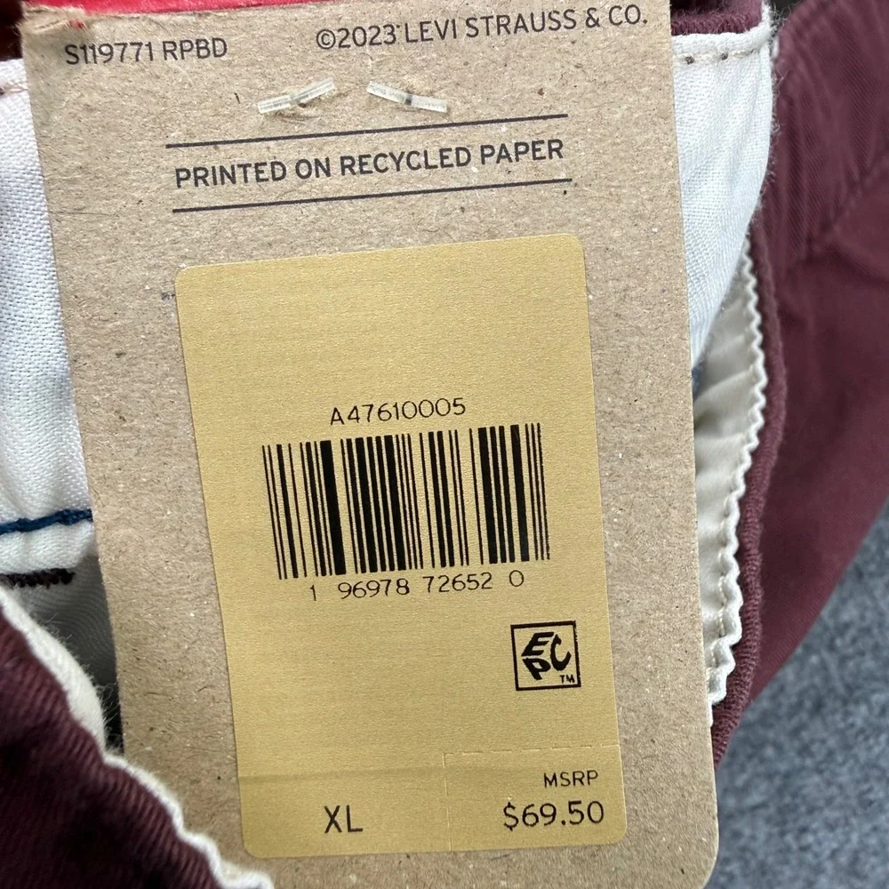 Levi's XX Chino Joggers Size XL Burgundy Stretch Tapered Leg NWT Men's A47610005